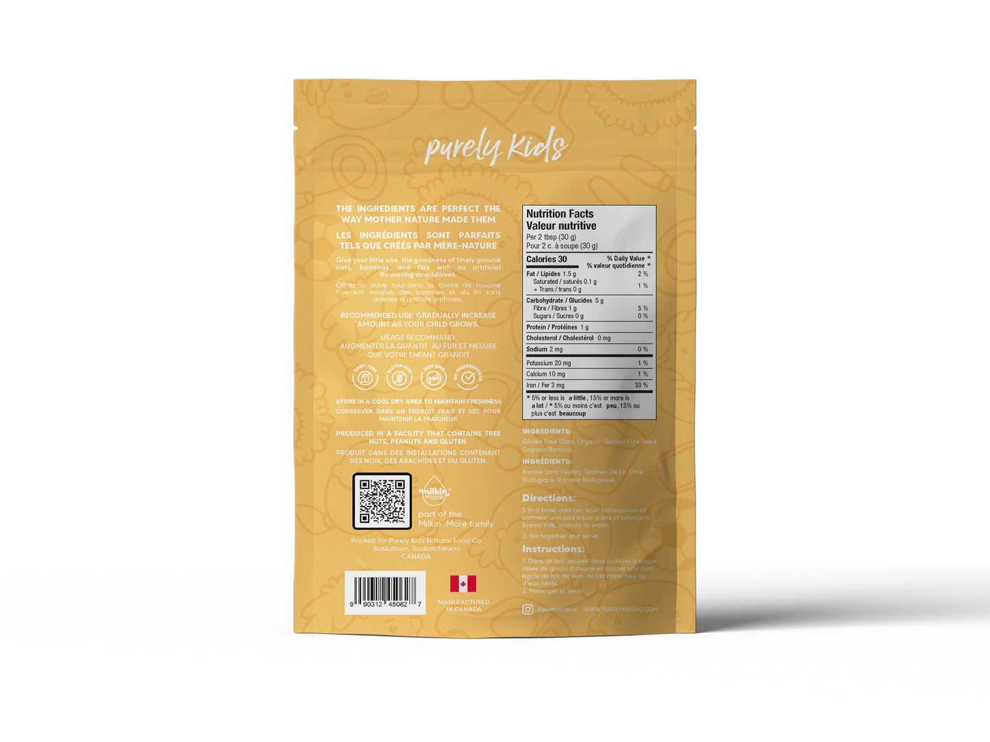 Purely Kids Organic Banana Flax Infant Oatmeal