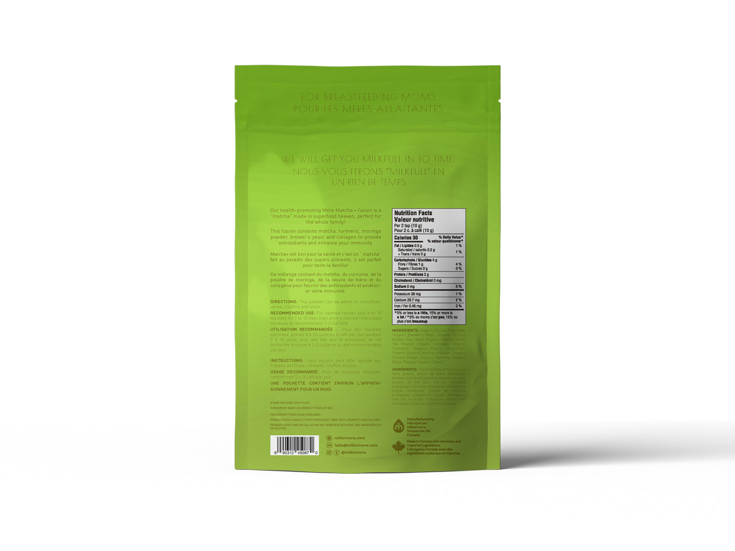 Milkfull™ Organic Meta Matcha Dairy Free Postpartum Superfood Matcha Latte Blend