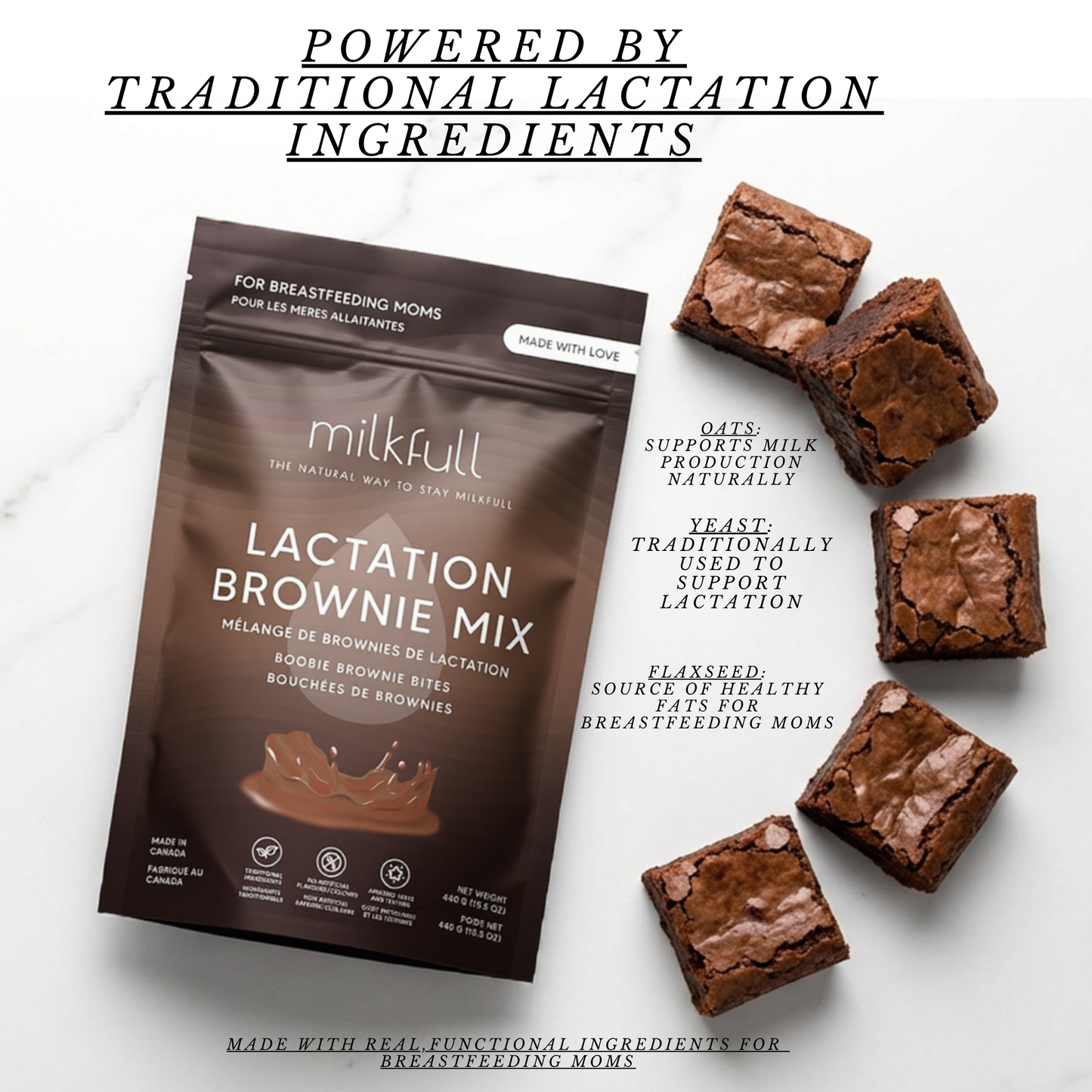 Milkfull™ Organic Lactation Brownie Mix / Support Milk Supply + Delicious Treat