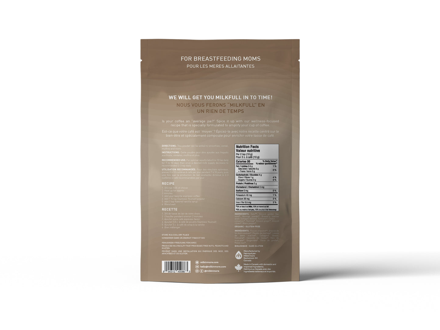 Milkfull™ Premium Espresso Yourself – Organic Breastfeeding Mix with Moringa, Collagen, Flax & Inactive Yeast | No Sugar Added | Nourishing Superfood Blend for Moms