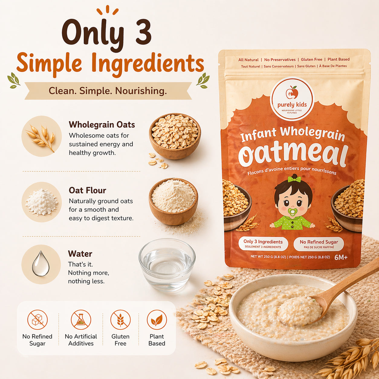 Purely Kids Infant Wholegrain Oatmeal