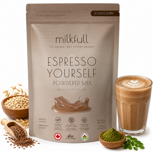 Milkfull™ Premium Espresso Yourself – Organic Breastfeeding Mix with Moringa, Collagen, Flax & Inactive Yeast | No Sugar Added | Nourishing Superfood Blend for Moms