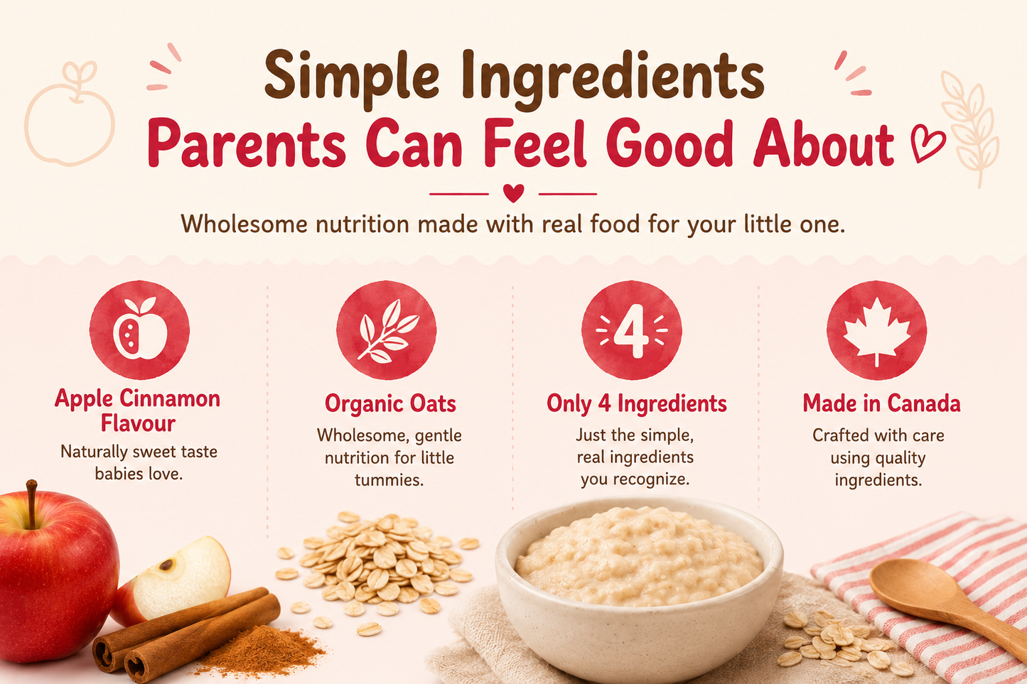 Purely Kids Apple Cinnamon Infant Oatmeal