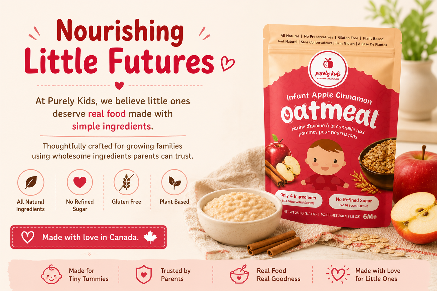 Purely Kids Apple Cinnamon Infant Oatmeal
