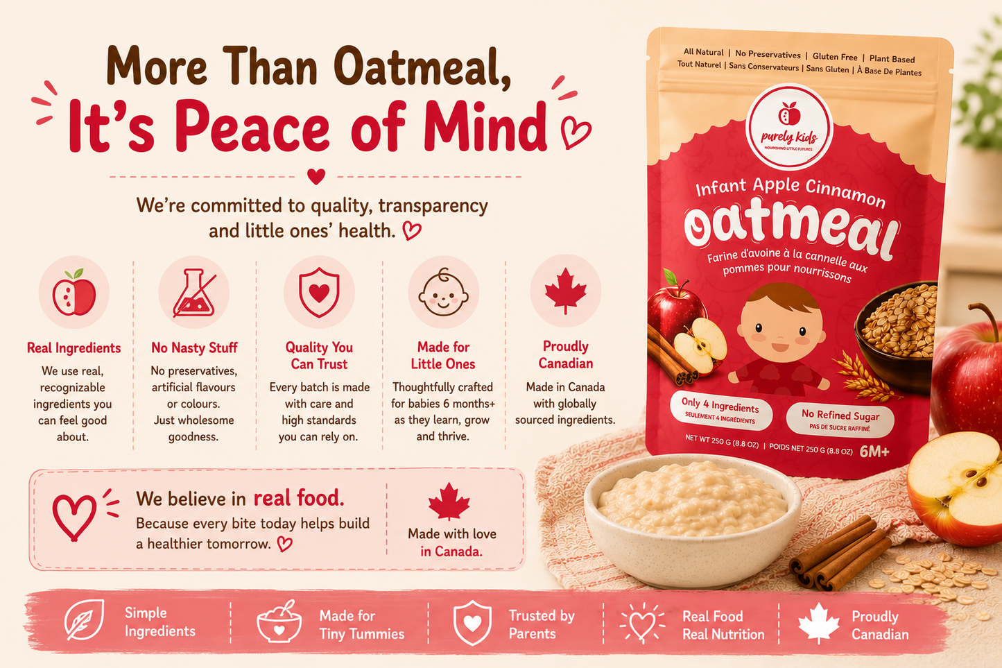 Purely Kids Apple Cinnamon Infant Oatmeal