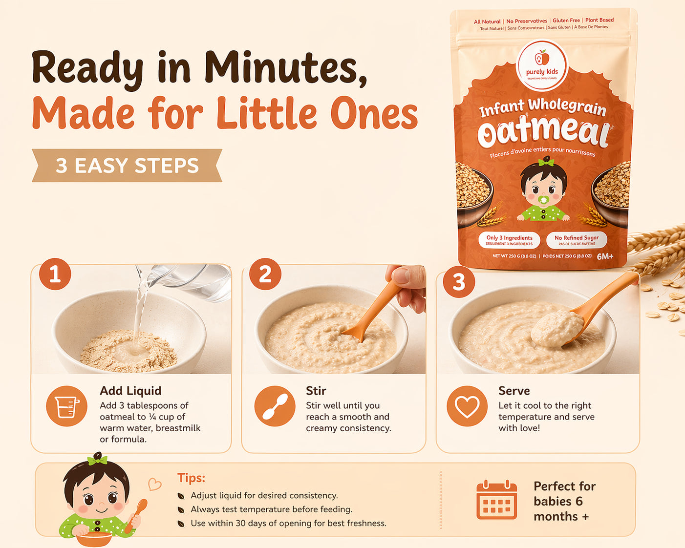 Purely Kids Infant Wholegrain Oatmeal