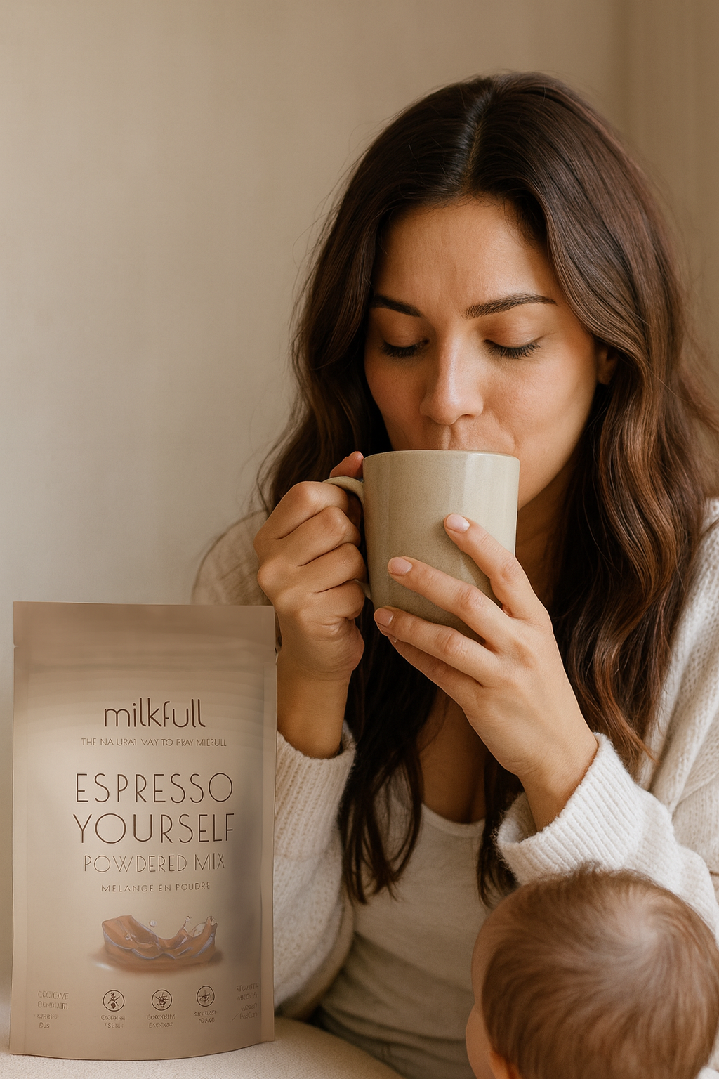 Milkfull™ Premium Espresso Yourself – Organic Breastfeeding Mix with Moringa, Collagen, Flax & Inactive Yeast | No Sugar Added | Nourishing Superfood Blend for Moms
