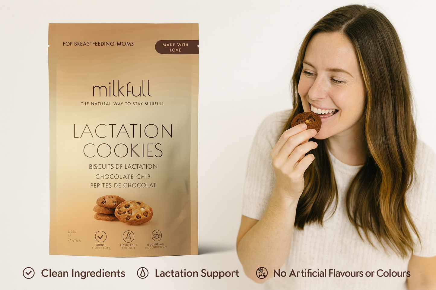 Milkfull™ Organic Lactation Chocolate Chip Cookies – Dairy-Free, Clean Ingredients, Supports Breastfeeding & Milk Supply