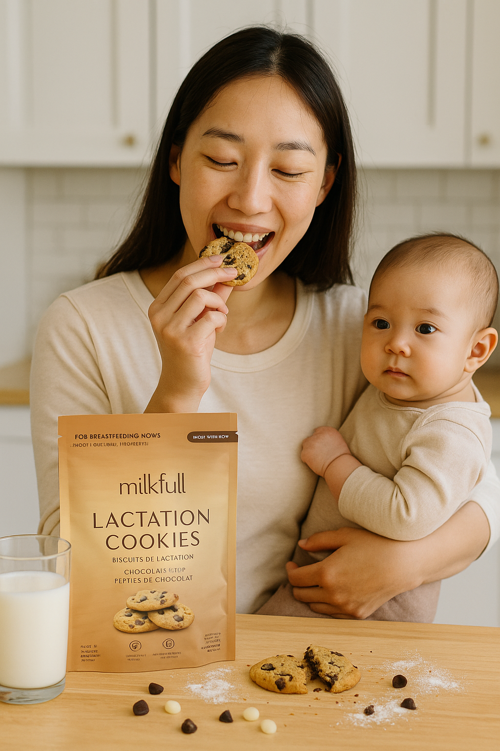 Milkfull™ Organic Lactation Chocolate Chip Cookies – Dairy-Free, Clean Ingredients, Supports Breastfeeding & Milk Supply