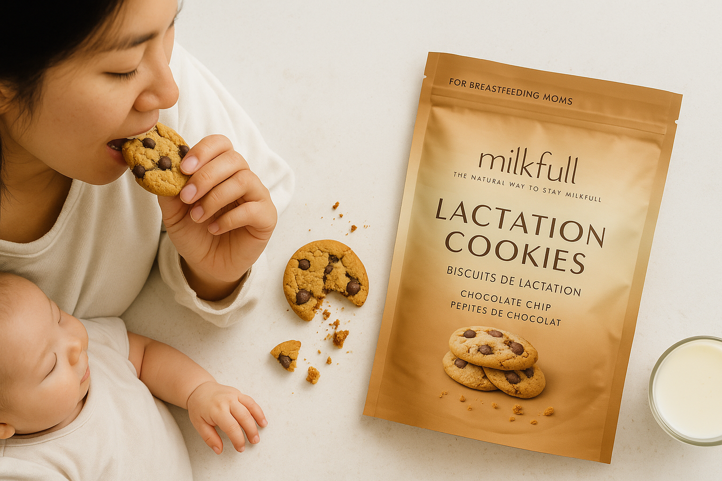 Milkfull™ Organic Lactation Chocolate Chip Cookies – Dairy-Free, Clean Ingredients, Supports Breastfeeding & Milk Supply