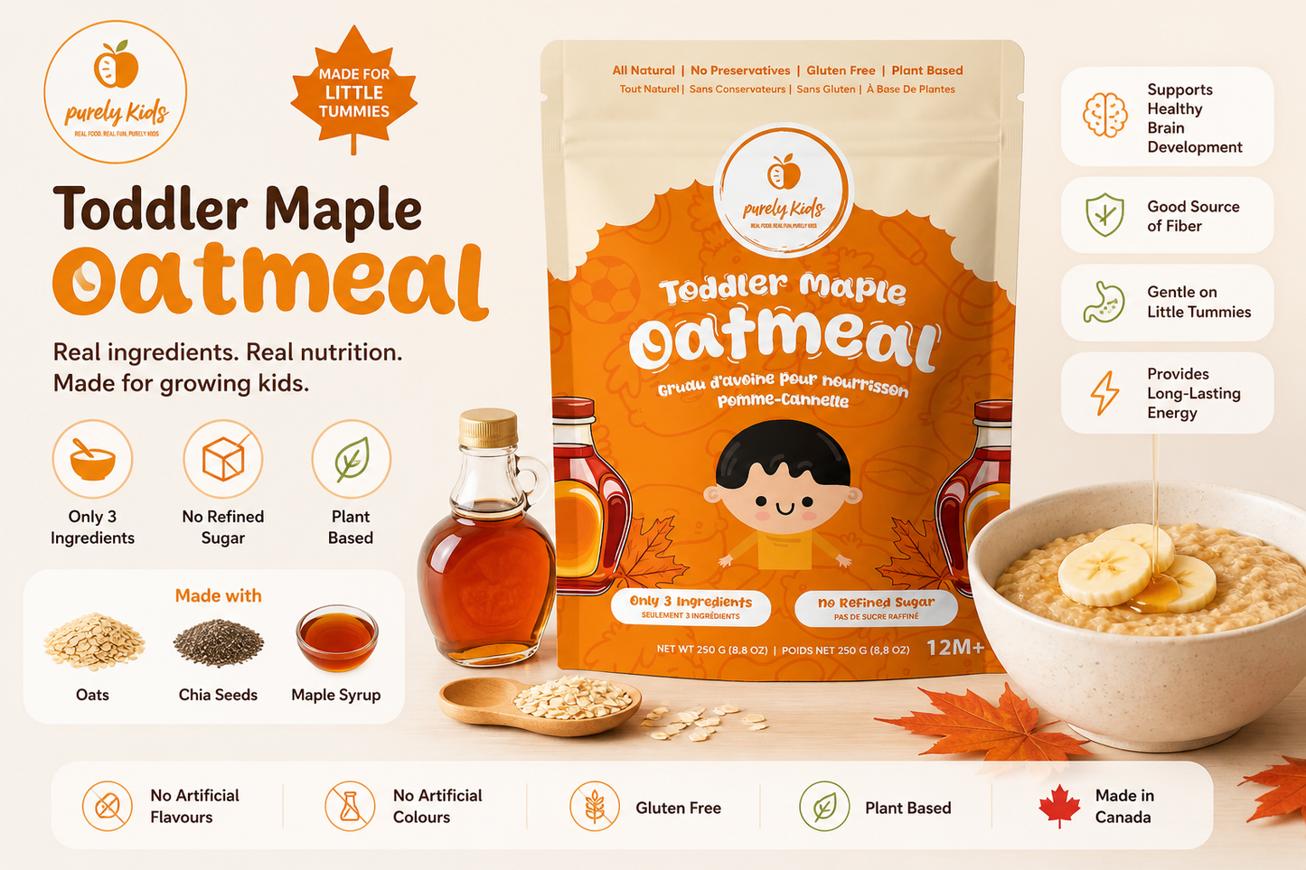 Purely Kids Organic Maple Kids Oatmeal