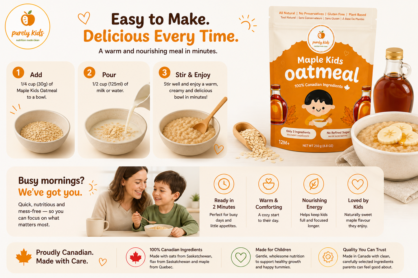 Purely Kids Organic Maple Kids Oatmeal