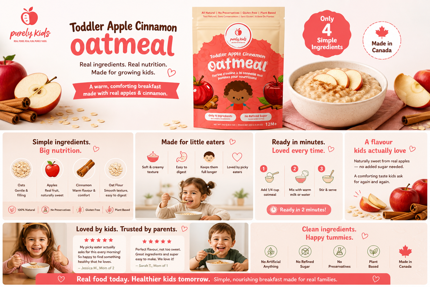Purely Kids Apple Cinnamon Kids Oatmeal