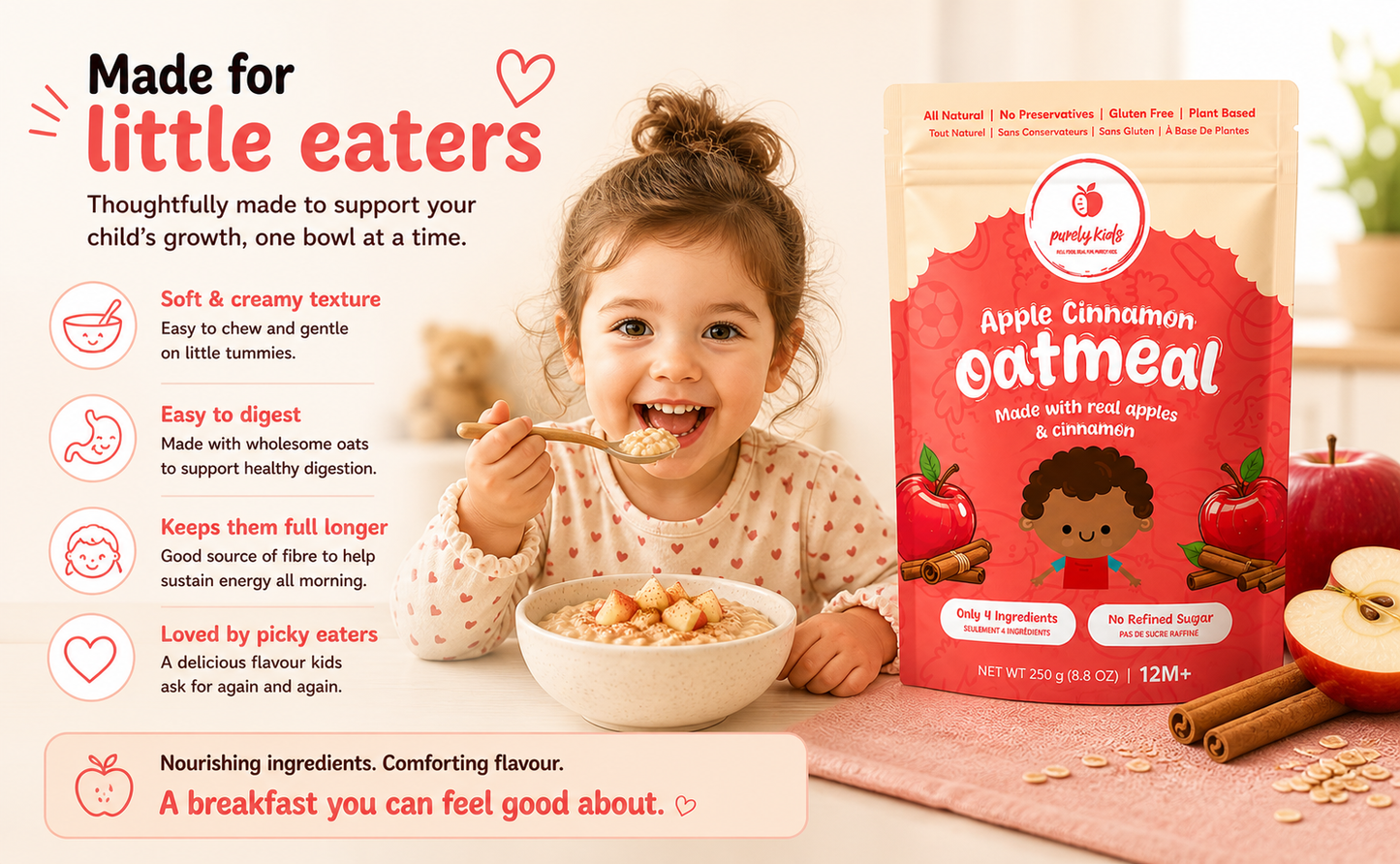 Purely Kids Apple Cinnamon Kids Oatmeal