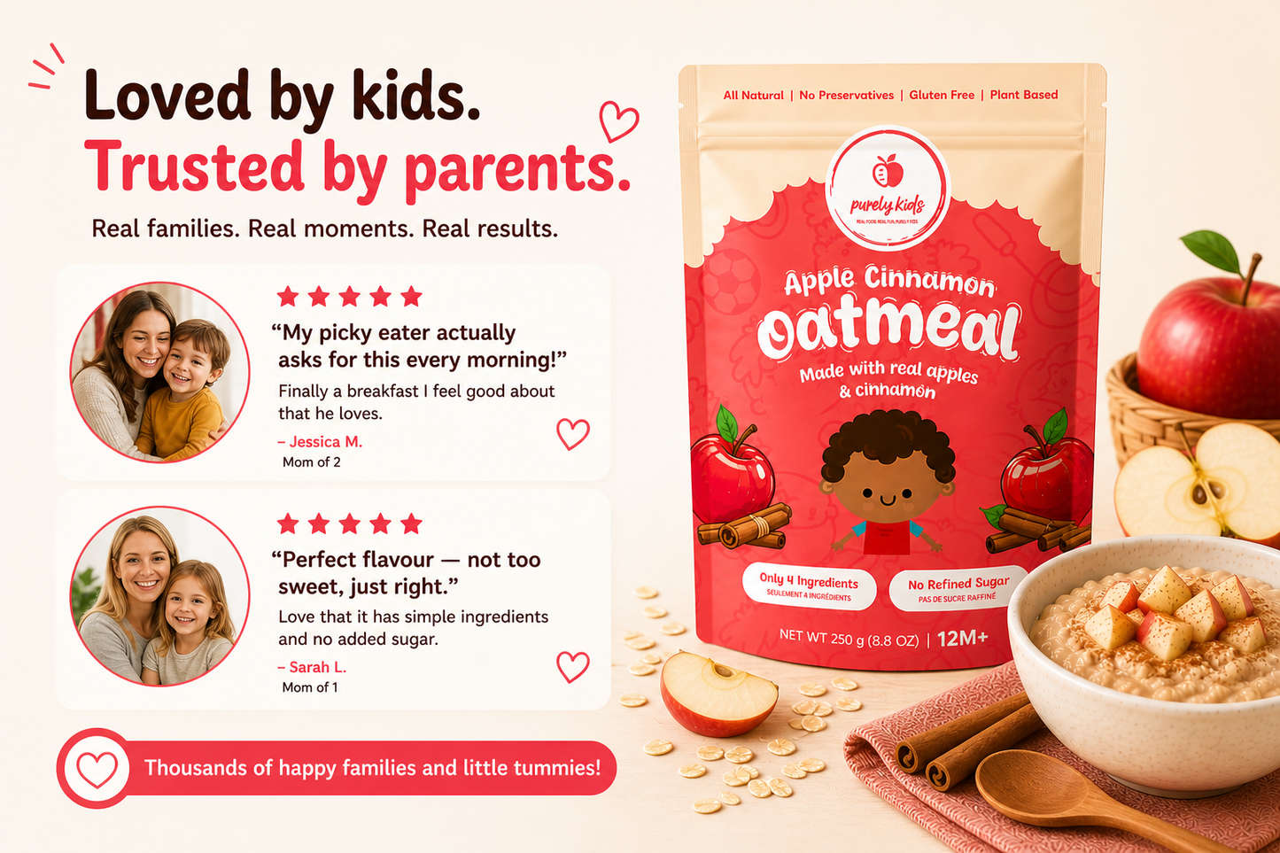 Purely Kids Apple Cinnamon Kids Oatmeal