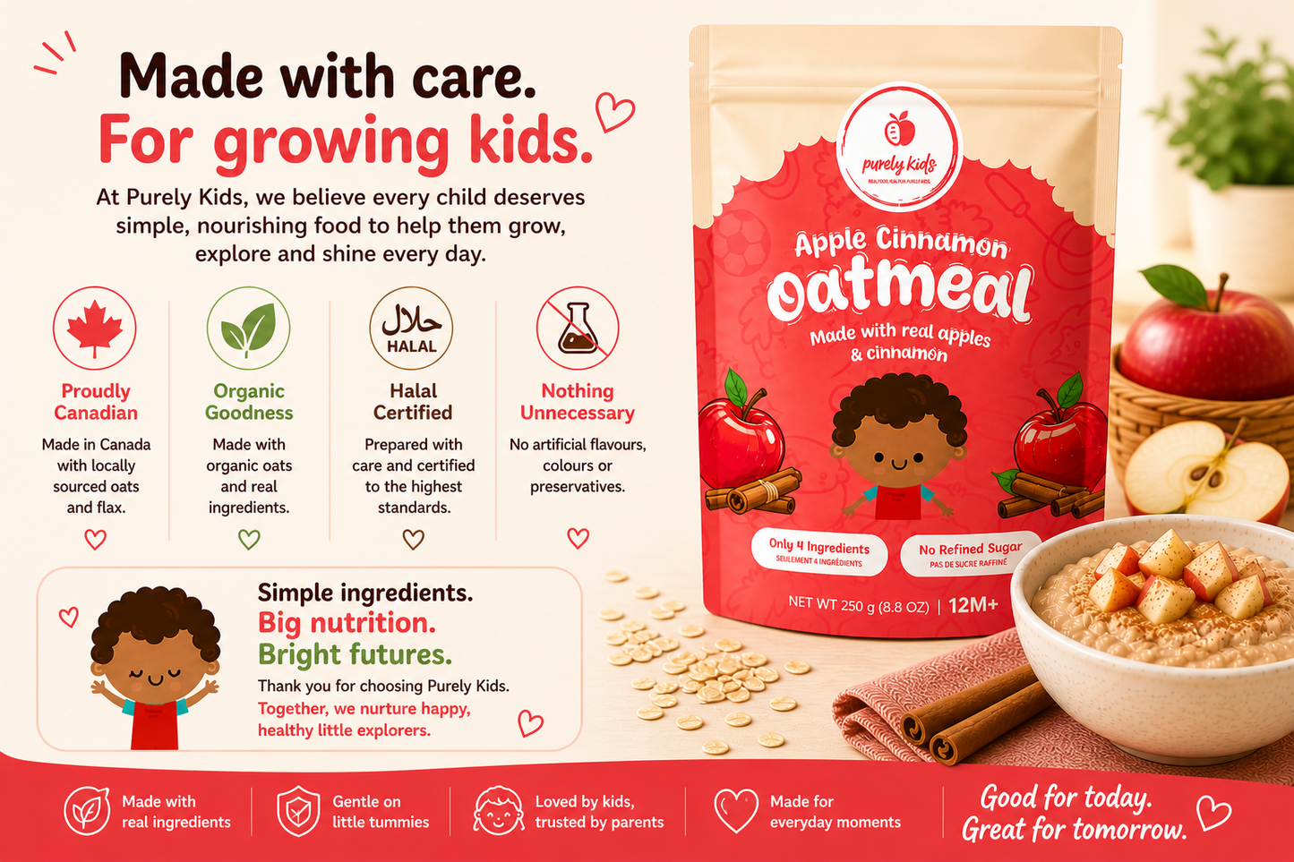 Purely Kids Apple Cinnamon Kids Oatmeal