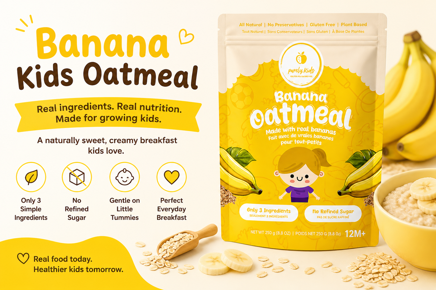 Purely Kids Organic Banana Flax Kids Oatmeal