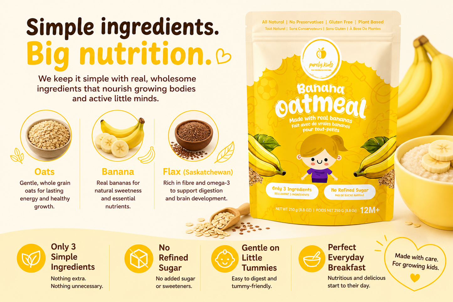 Purely Kids Organic Banana Flax Kids Oatmeal