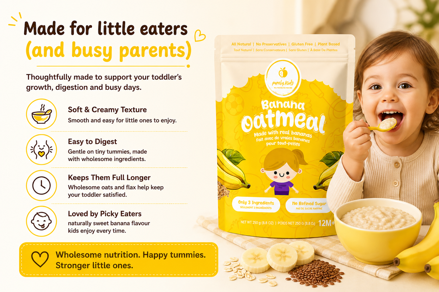 Purely Kids Organic Banana Flax Kids Oatmeal