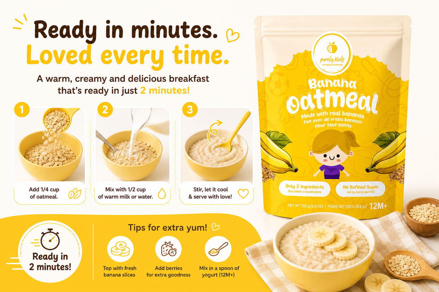 Purely Kids Organic Banana Flax Kids Oatmeal