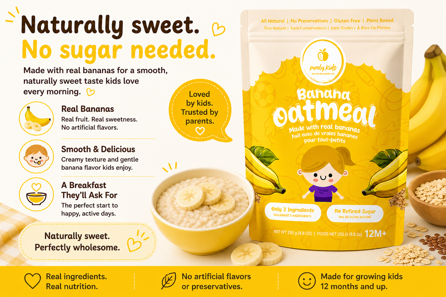 Purely Kids Organic Banana Flax Kids Oatmeal