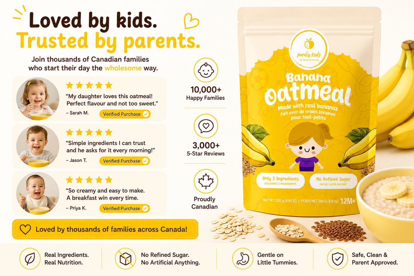 Purely Kids Organic Banana Flax Kids Oatmeal