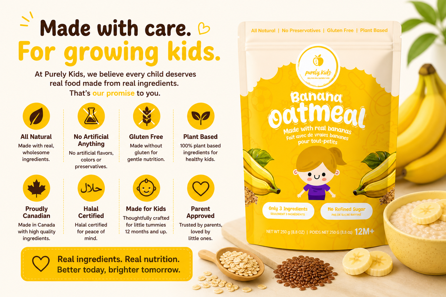 Purely Kids Organic Banana Flax Kids Oatmeal