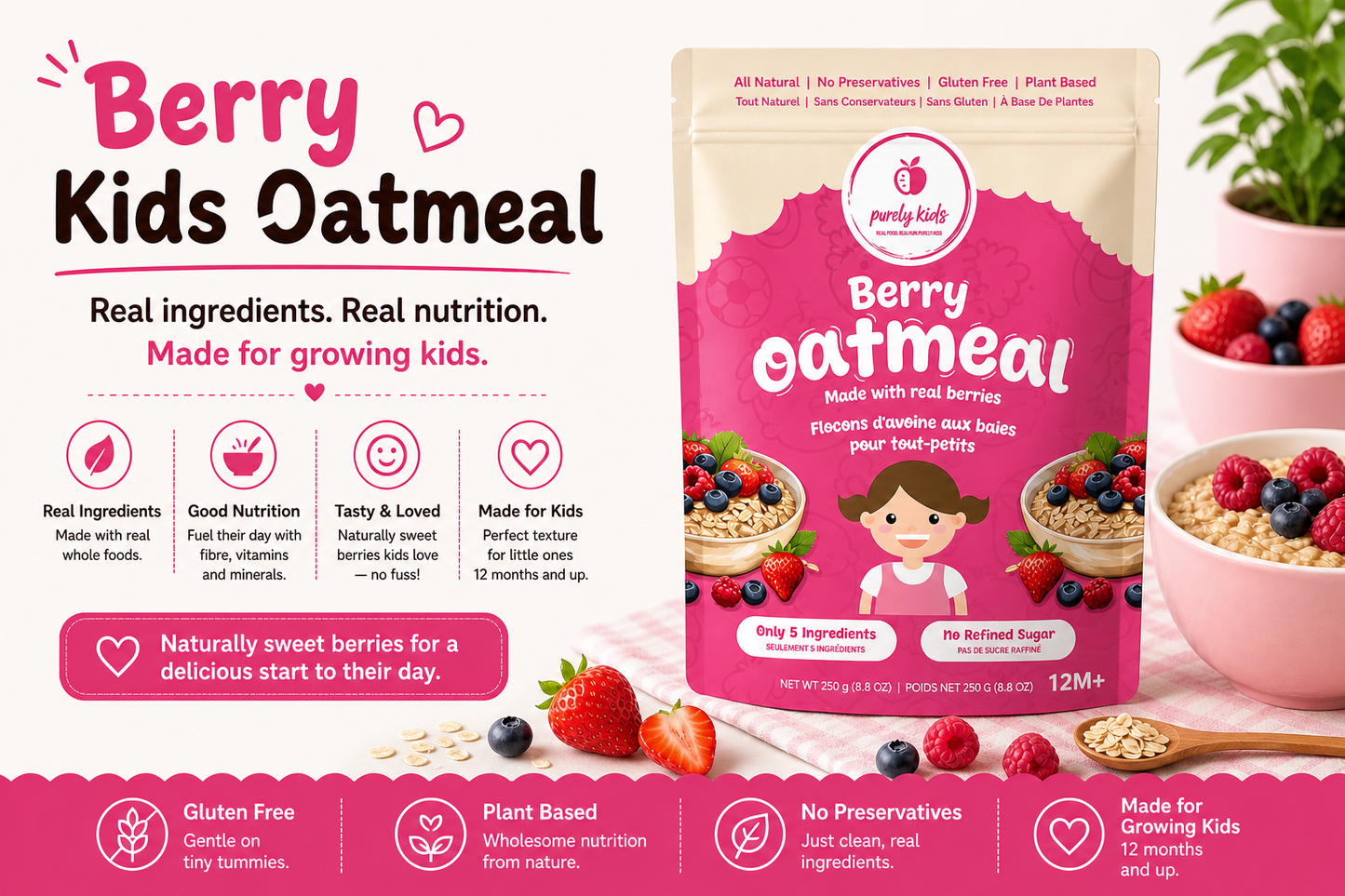 Purely Kids Organic Berry Kids Oatmeal