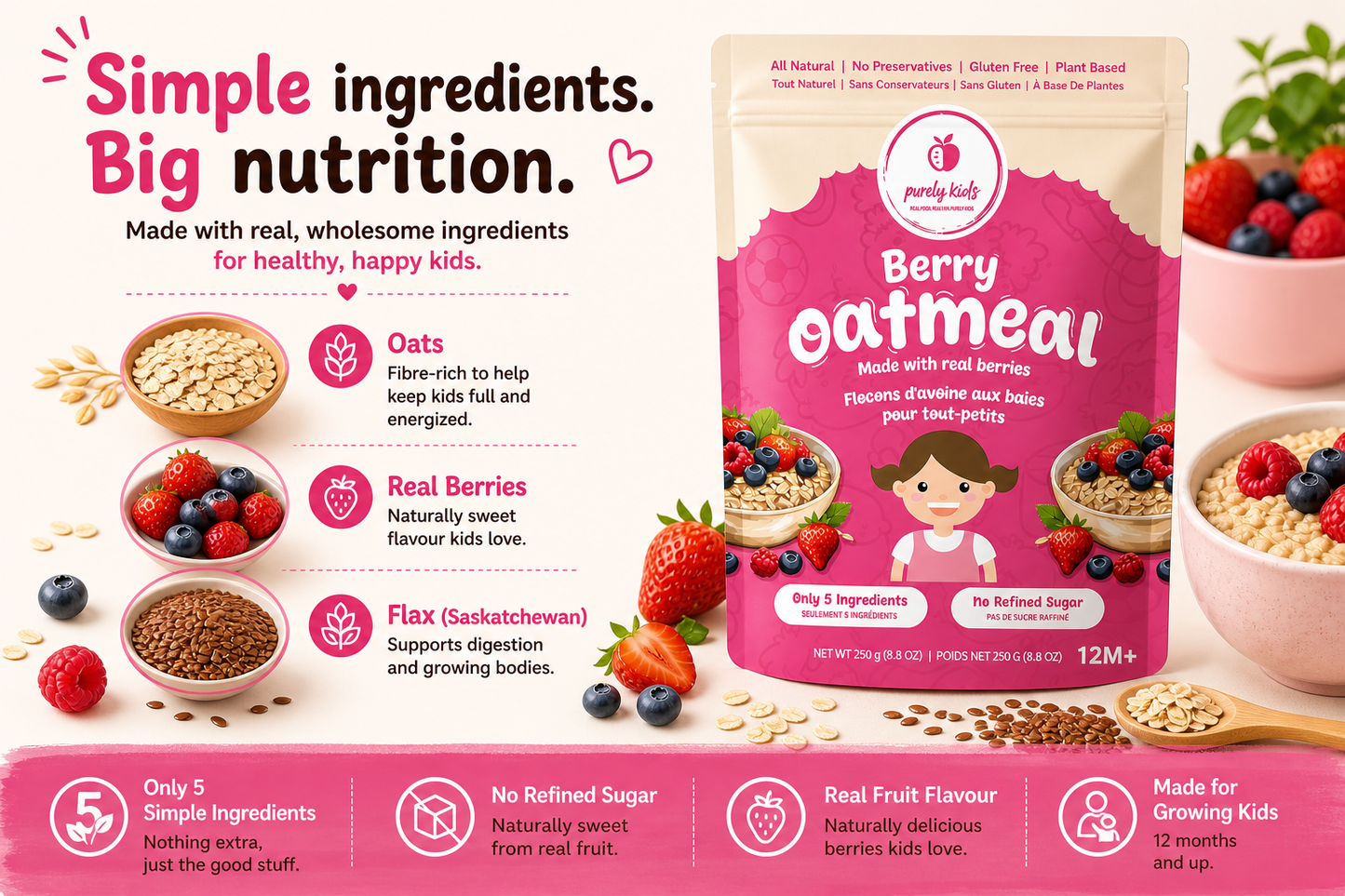 Purely Kids Organic Berry Kids Oatmeal