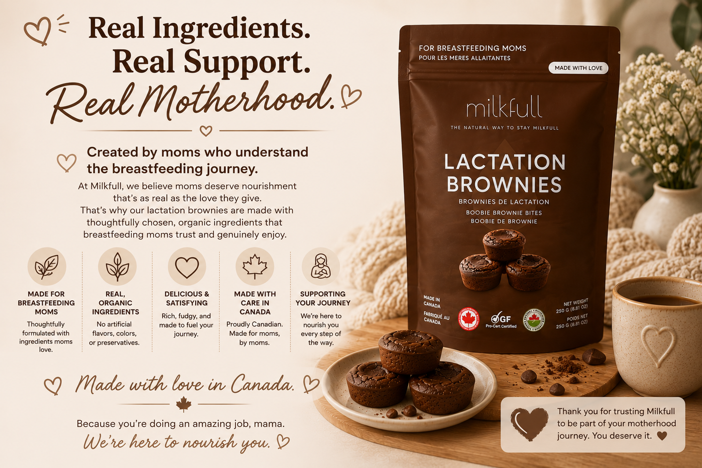 Milkfull™ Organic Lactation Boobie Brownies Nourishing, Delicious Support for Breastfeeding Moms