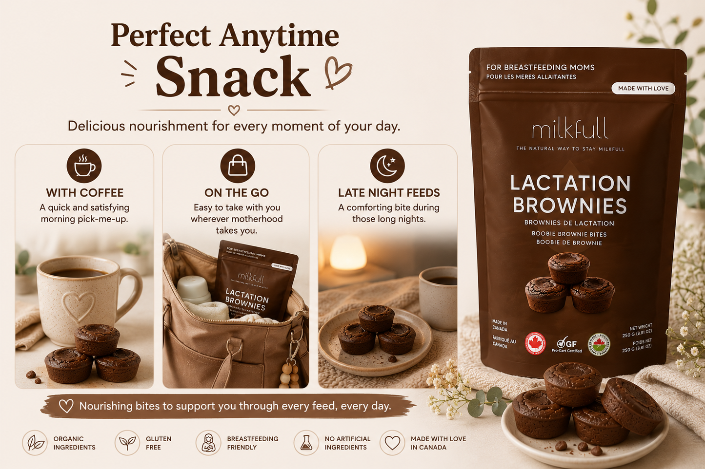 Milkfull™ Organic Lactation Boobie Brownies Nourishing, Delicious Support for Breastfeeding Moms