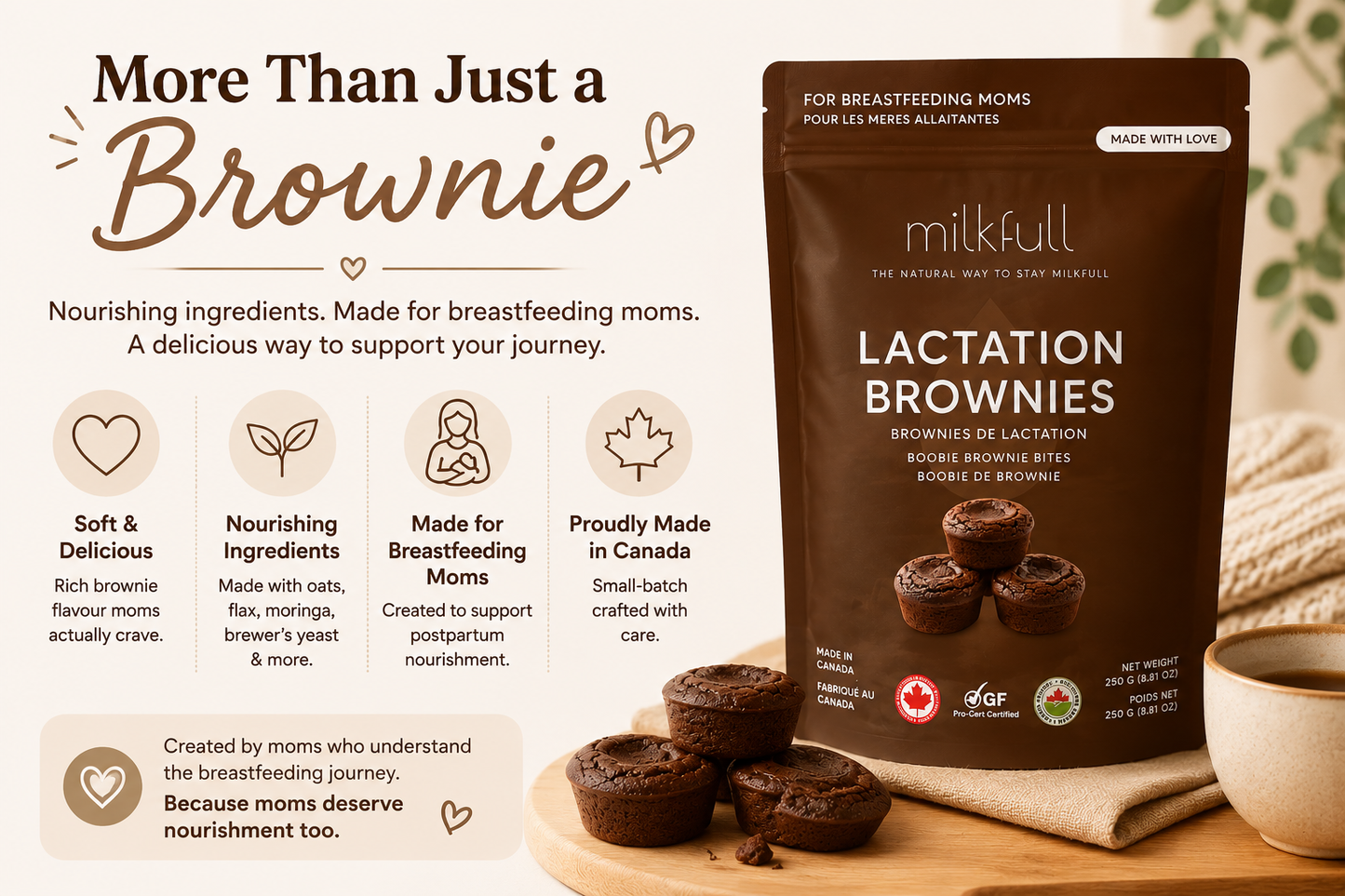 Milkfull™ Organic Lactation Boobie Brownies Nourishing, Delicious Support for Breastfeeding Moms