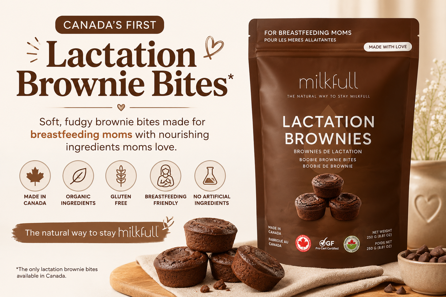 Milkfull™ Organic Lactation Boobie Brownies Nourishing, Delicious Support for Breastfeeding Moms
