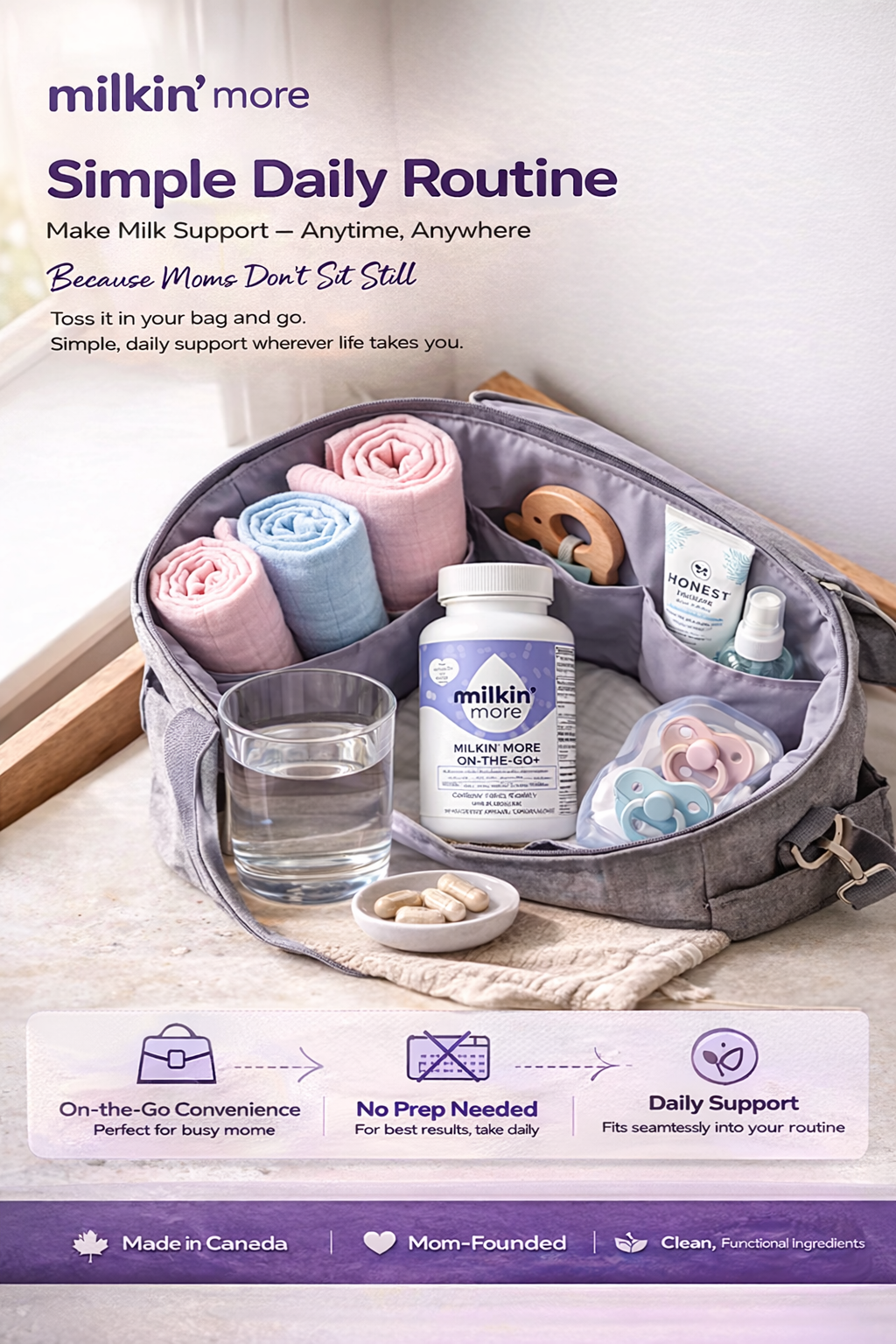 Milkin’ More™ On-the-Go Plus Wellness Capsules – Organic Daily Nutrition for Moms (Gluten-Free & Dairy-Free)