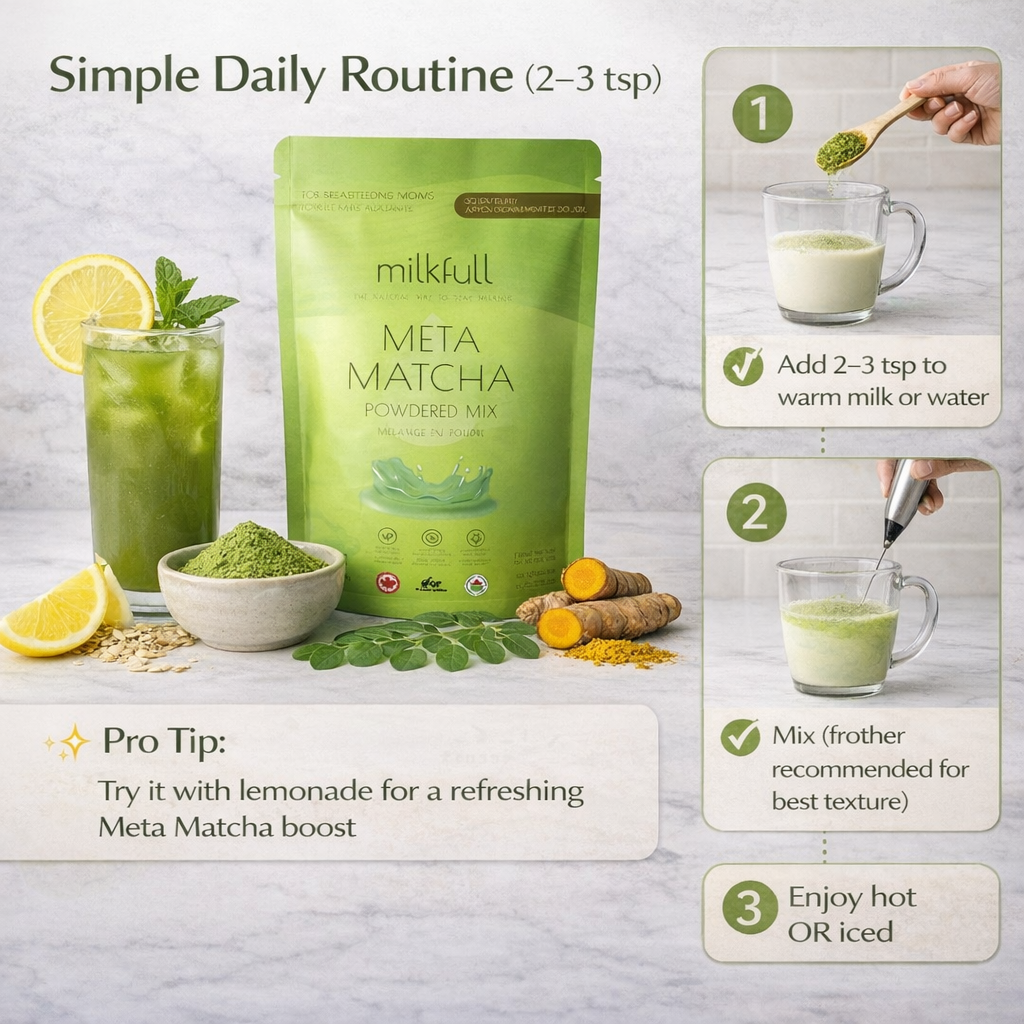 Milkfull™ Organic Meta Matcha  Dairy Free Postpartum Superfood Matcha Latte Blend
