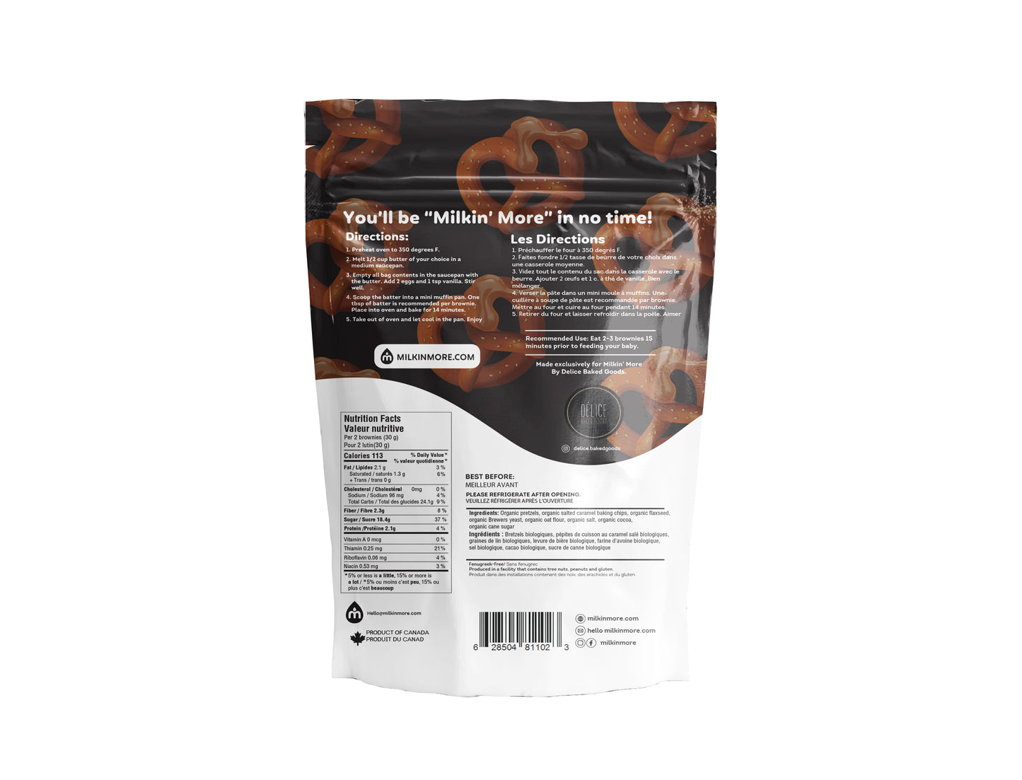 Milkin More Lactation Caramel Pretzel Brownie Mix