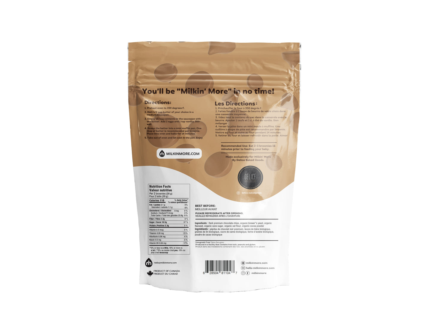 Milkin More Lactation Dark Chocolate  Brownie Mix