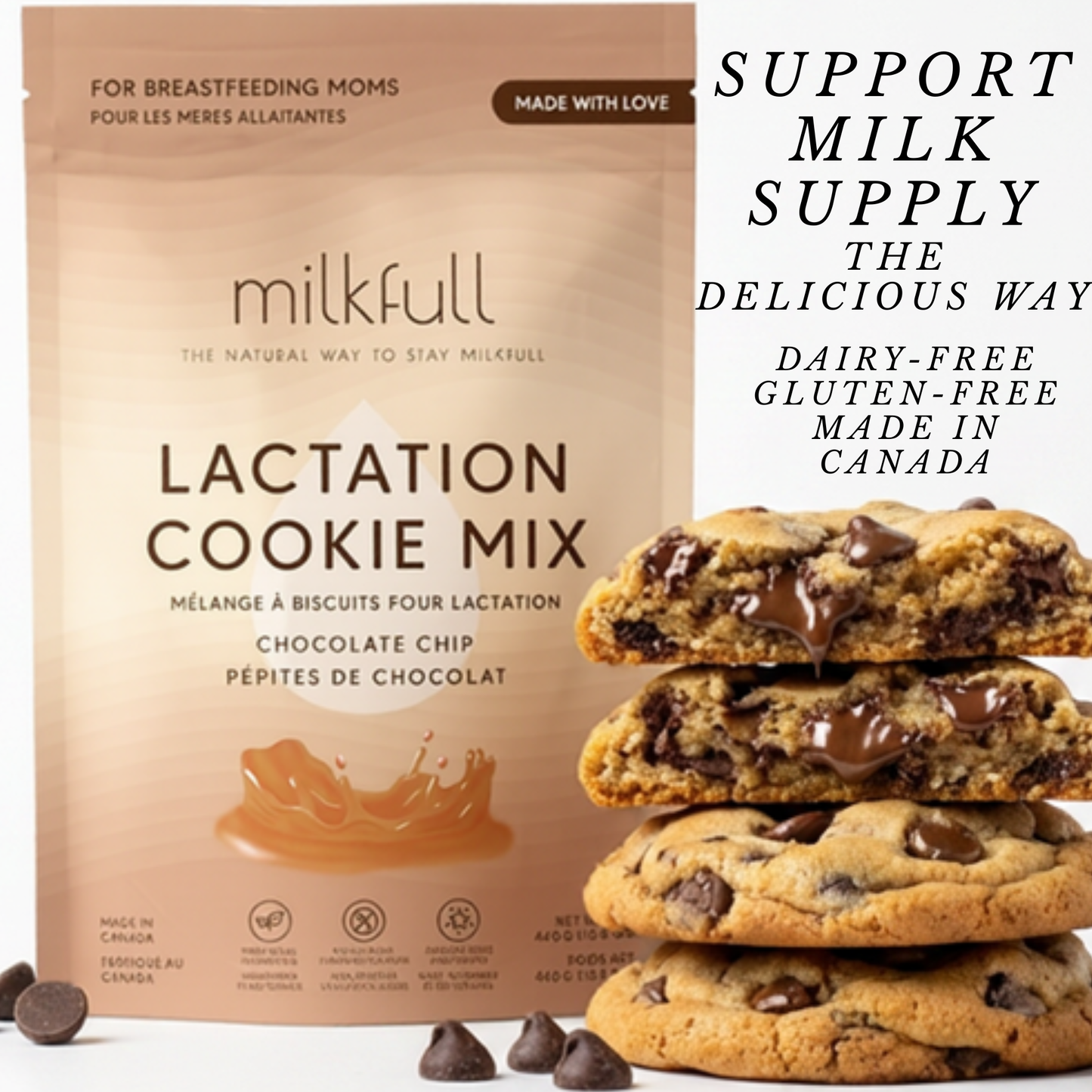 Milkfull™ Organic Lactation Chocolate Chip Cookie Mix Nourishing, Delicious Support for Breastfeeding Moms